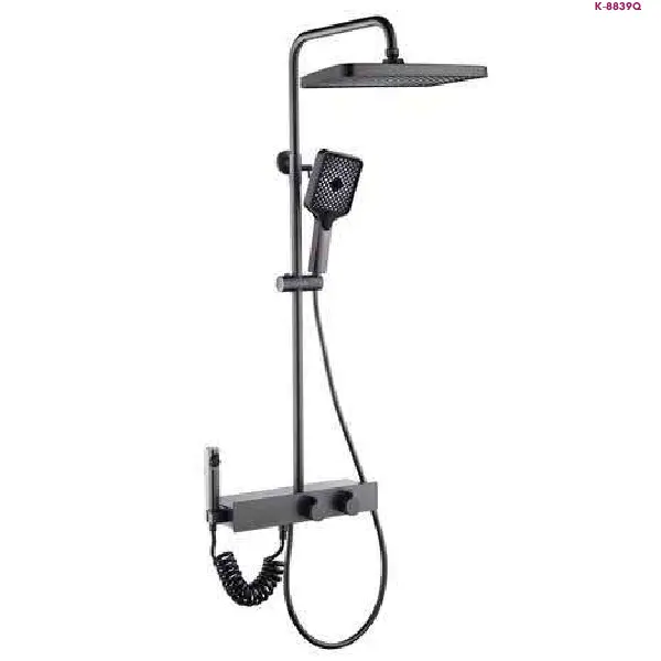 Gunmetal Square Rain Shower System with Hand Shower(K-8839Q)