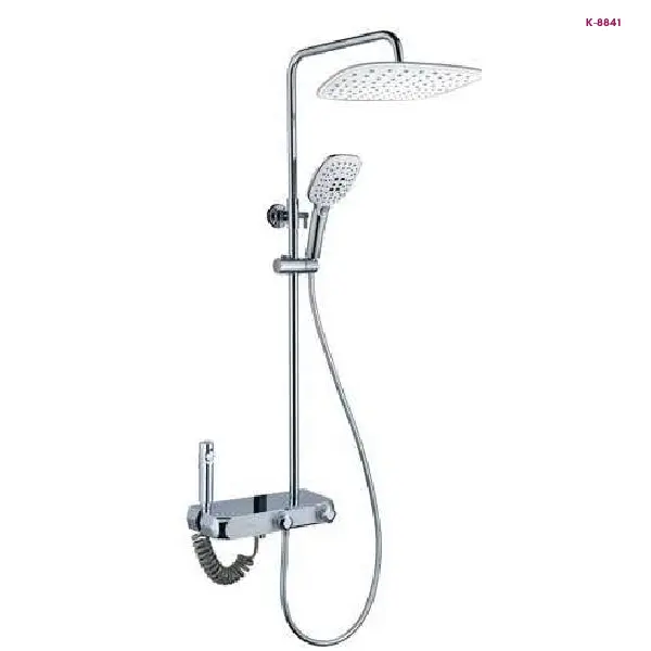 Chrome Square Rain Shower System with Hand Shower(K-8841)