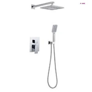 Chrome Concealed Square Rain Shower System with Hand Shower (K-8412)