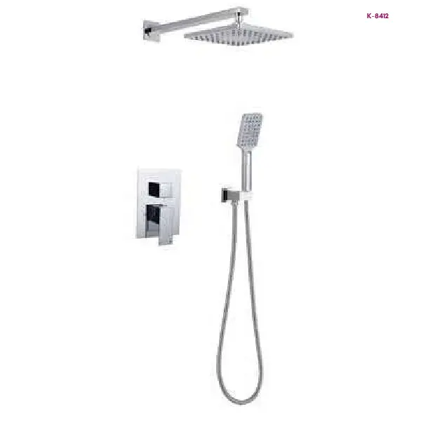 Chrome Concealed Square Rain Shower System with Hand Shower (K-8412)