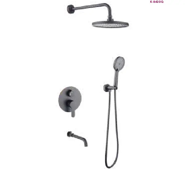 Gunmetal Concealed Round Rain Shower System with Hand Shower & Wall Spout (K-8420Q)