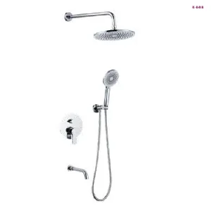 Chrome Concealed Round Rain Shower System with Hand Shower & Wall Spout (K-8418)