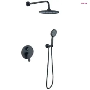 Black Concealed Round Rain Shower System with Hand Shower (K-8415H)