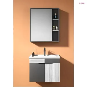 Charcoal Grey & White Bathroom Vanity Cabinet with Basin & Mirror (K-9085)