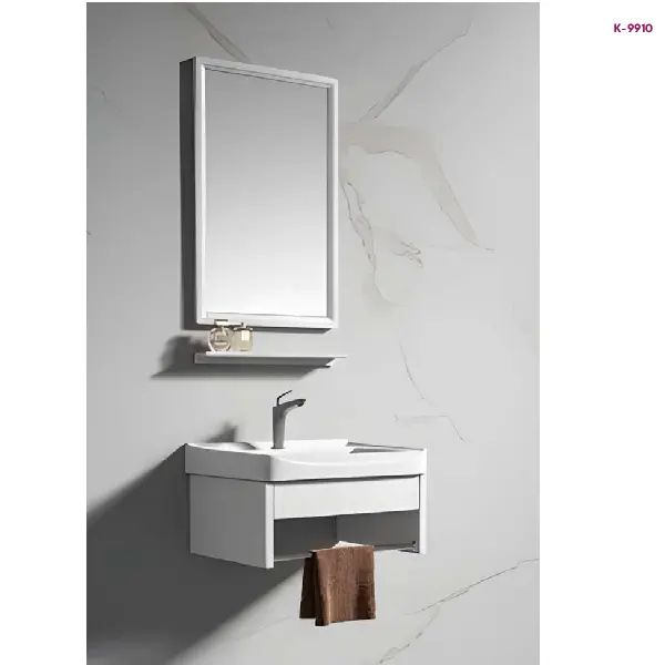 White Wall-Mounted Bathroom Vanity Cabinet with Basin & Mirror (k-9910)
