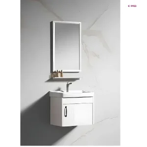 Arctic White Wall Hung Bathroom Cabinet with mirror and sink (K-993)