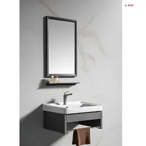 Dark Grey Wall-Mounted Bathroom Vanity Cabinet Set (K-9907)