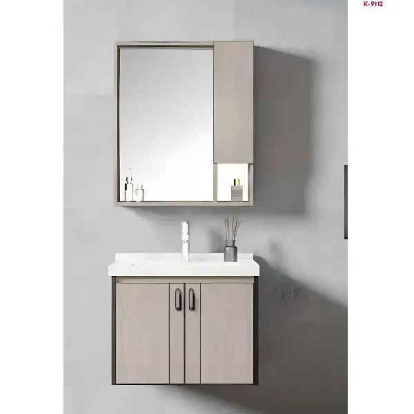 Modern Light Oak Bathroom Vanity Cabinet with Mirror (K-9112)