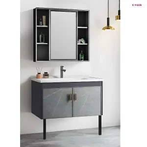 Grey  Bathroom Vanity with Mirror Cabinet with mirror and sink (K-9135B)