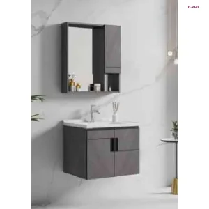 Grey Bathroom vanity Cabinet with mirror and basin (K-9147)