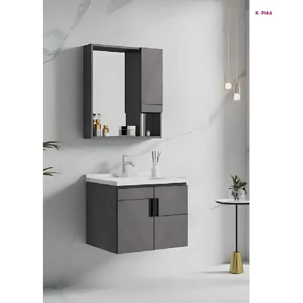 Charcoal Grey Bathroom Vanity Cabinet with Basin & Mirror (K-9146)