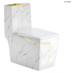 FRENCIA VH-295MGL White and Gold One Piece Toilet