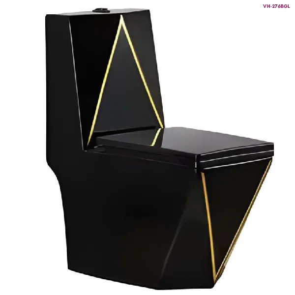 FRENCIA VH-276BGL Black with Gold One Piece Toilet