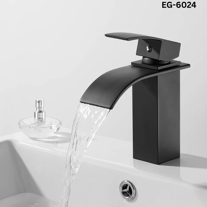 Cascade Matte Black Waterfall Basin Mixer (EG-6024)