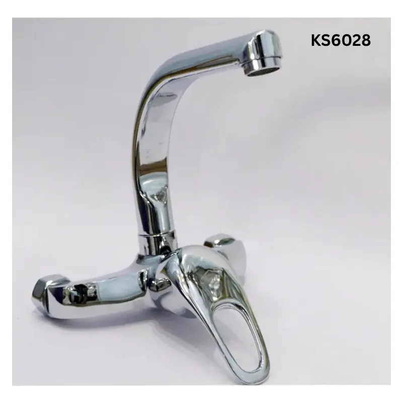 StreamArc Chrome Wall-Mounted Kitchen Mixer (KS6028)